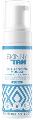 Skinny Tan Gradual Tanning Mousse – Medium Self Tan Mousse for a Natural Glow – Lightweight Easy to Apply Streak-Free, Even Finish 150 ml