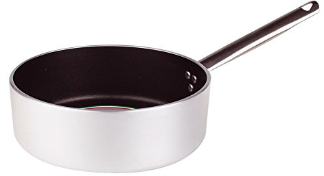Pentole Agnelli ALSA2107S24 Linea Alluminio 5mm Platinum Casseruola Bassa con 1 Manico, 24 cm, Acciaio, Argento