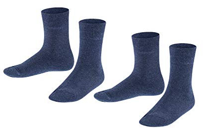 ESPRIT Unisex Kinder Socken Foot Logo Multipack K So Baumwolle einfarbig 2 Paar, Blau Navy Blue Melange 6490, 31-34