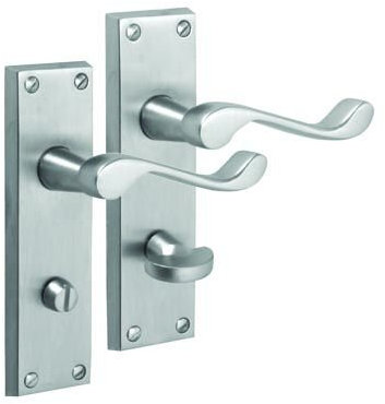 Victorian Scroll Bathroom Door Handles Satin Chrome 105x 41mm