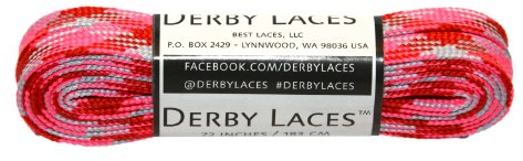Pink Camouflage 72 Inch Waxed Skate Lace - Derby Laces for Roller Derby, Hockey and Ice Skates, and Boots by Derby Laces
