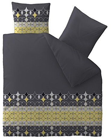 aqua-textil Concept Bettwäsche 200 x 220 cm 3teilig Mikrofaser Bettbezug Finya Ornamente Grau Gelb