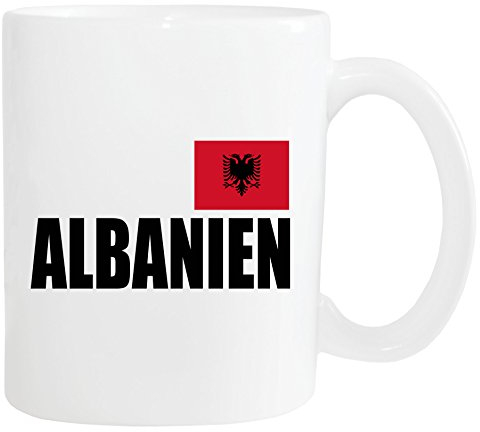 Mister Merchandise Kaffeetasse Albanien Fahne Flag Teetasse Becher, Farbe: Weiß