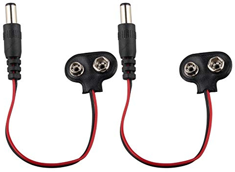 HALJIA 9V Battery Buckle Snaps Power Cable Clip Connector 2.1mm DC Jack Plug Compatible with Arduino (2PCS)