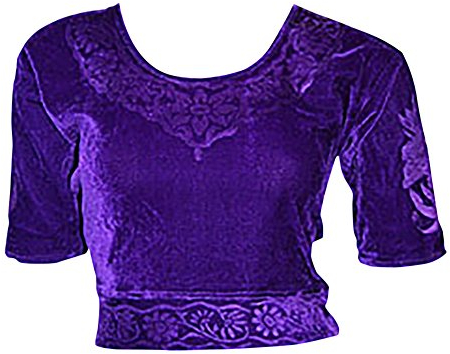 Trendofindia Lila Choli (Sari Oberteil) Samt Gr. 48 Gr. XXL ideal für Bauchtanz