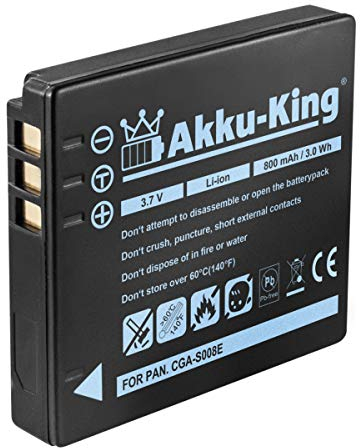 Akku-King Akku kompatibel mit Panasonic CGA-S008E, BCE10E, DB70, VW-VBJ10, RICOH Caplio R10, Leica C-LUX 2 - Li-Ion 800mAh