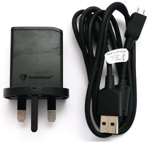 100% Genuine Sony Ericsson EP800 GreenHeart 3 Pin Mains Charger & EC-700 Micro USB Data Cable Suitable For Xperia Arc X12. Xperia Neo, Xperia Play Xperia 10, X10 Mini, X10 Mini Pro, Vivaz, Vivaz Pro & Xperia X8