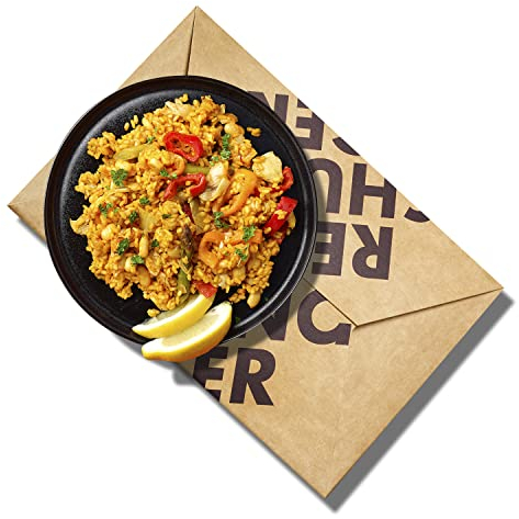 REISHUNGER Paella Box mit originalem Paella Reis, Paella Reis Gewürz und BIO Gemüsebrühe - Vegan - Ideal als Geschenk