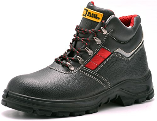 Black Hammer Mens Safety Boots Leather S3 SRC Black Steel Toe Cap Work Shoes Ankle 5993 (6 UK)