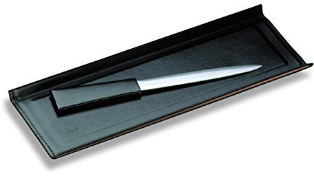 Läufer 31036 Modena Federschale, Stiftablage, fein genarbtes Rindsleder, schwarz, Handgefertigt aus Echtleder in Deutschland, Stiftablage aus Leder