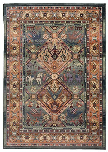 Theko Klassischer Orientteppich mit Vintage-Effekt | sehr robust und strapazierfähig | 60 x 90 cm; Farbe: Grün markenteppiche - Gabiro