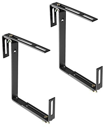Soporte para caja de flores Xclou sin taladrar, soporte para caja de balcón, gancho y soporte, antracita / negro, 18.39 x 19 x 4 cm