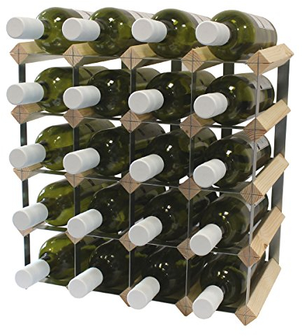 Wineware 20 Bottle Fully Assembled Wooden Wine Rack - Natural Pine & Galvanised Steel - Made in the UK