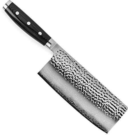 Enso HD 7 Vegetable Cleaver - Made in Japan - VG10 Hammered Damascus Stainless Steel Chinese Chef's Knife
