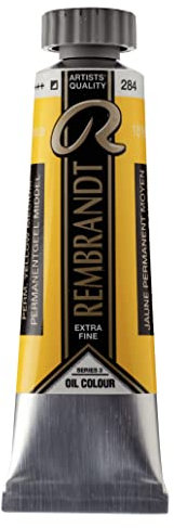 Rembrandt Oil Colour - Jaune moyen permanent - Tube de 15 ml - Qualité extra-fine - Haute résistance à la lumière - Peinture à l'huile professionnelle