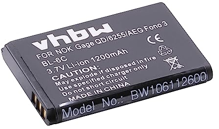 vhbw Akku kompatibel mit Nokia N71, 6670, N70, 3230, 6682, E70, 7610, 6600, 6260, 3650, N90 Handy Smartphone Telefon (1200 mAh, 3,7 V, Li-Ion)