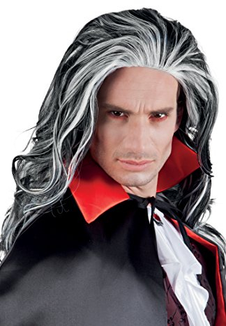 Boland 86083 - Vampir Perücke Angry Louis für Erwachsene, lange Kunsthaare in Weiß und Schwarz, Halloween, Wig