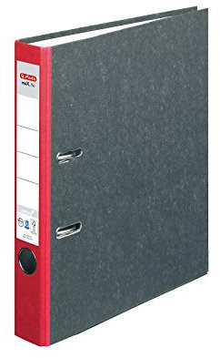 Herlitz 5141304 Graupappe, rot Ringbuch – Ringordner (Aufbewahrungsbeutel, Karton, grau, rot, A4, D-Ring, 5 cm)