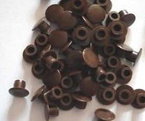 Pack of 50 Dark Brown Plastic 5mm Kitchen Cabinet Hole Covers Caps