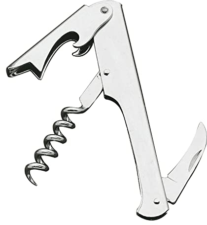Amig - Sacacorchos de Alas para Botellas de Vino y otras Bebidas - Abridor Manual de Acero con Doble Palanca y Espiral - Descorchador Manual de Agarre Seguro - Acabado Niquelado