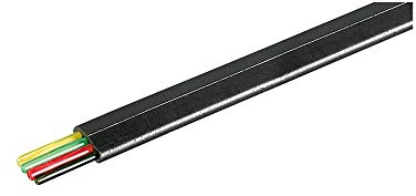 Goobay 93304 Cavo Piatto Telefonico 100m Bobina, AWG 28, CCA, Alluminio Rivestito di Rame, 4 Fili, Nero, 100m Lunghezza del Cavo