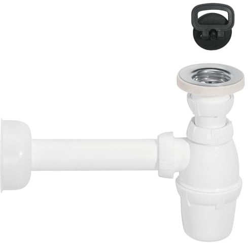 Schläfer 4396111 | Set Sifone per Lavabo Bagno con Piletta di Scarico Universale in Plastica PP, Raccordo G 1 1/4 e Tubo Attacco Muro Ø 32 mm, Sifone a Bottiglia Bianco