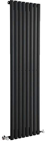 Milano Black Vertical Single Oval Panel Radiator 1600 x 472mm