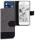 kwmobile Custodia Compatibile con Apple iPhone SE (1.Gen 2016) / iPhone 5 / iPhone 5S Cover Portafoglio - Case Chiusura Magnetica Portacarte Tessuto Similpelle grigio/nero