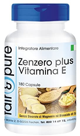 Fair & Pure® - Zenzero 600mg in capsule - Vegan - Estratto di radice di zenzero con vitamina E - 180 Capsule
