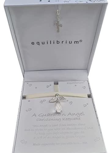 Equilibrium Souvenir de baptême ange gardien, Cadeaux Bapteme, 1 Count (Pack of 1), Pierre Argent, Oxyde de Zirconium
