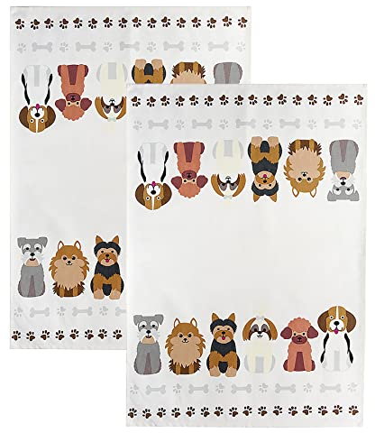 SPOTTED DOG GIFT COMPANY - 2er Set Küchentücher Baumwolle, Abtrockentücher Küche, Hundemotiv Geschenk für Hundebesitzer und Hundeliebhaber