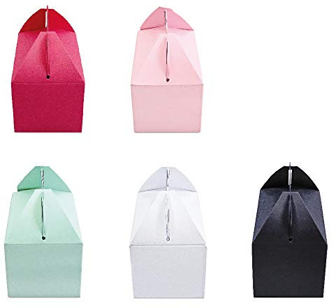 MarpaJansen 633.540-00 Faltboxen - Geschenkschachteln - simples Zusammenstecken - Lunchbox (8,5 x 5,5 x 5,0 cm, 270 g/m²) - 5-farbig sortiert, rosa, eosin, weiß, mint, schwarz, One Size