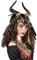 shoperama Kopfschmuck Tierschädel mit Hörnern Federn Perlen Voodoo Priester Krieger Schamane Barbar, Farbe:Schwarz/Gold