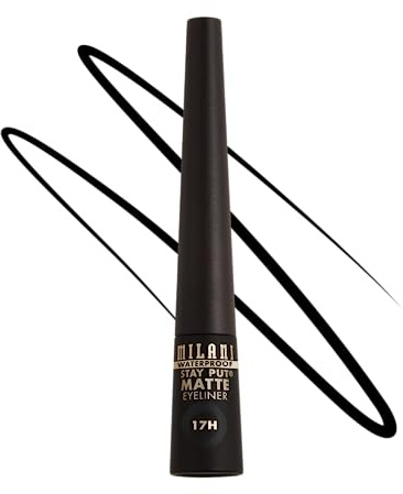 Milani Stay Put Matte Liquid Eyeliner - Black, Waterproof, 17H Wear, Cruelty-Free, Vegan, Smudgeproof, Long Lasting