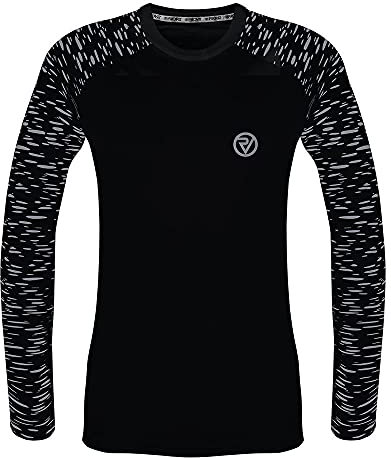 Proviz Womens REFLECT360 Sports T-Shirt – Reflective, Long Sleeve, Fluorescent Running Top for Women, Gym Top, Hi Vis Ladies Running Top Black