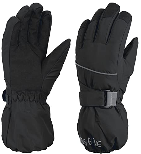 TRIWONDER Kinder Handschuhe, Warme und Winddichte Skihandschuhe für Laufen Skifahren Wandern Snowboard (Schwarz, M (7-10 Jahre alt))