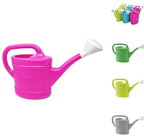 PLASTIFIC Regadera de plástico ligero rociador de agua botella de riego desmontable rosa accesorios jardin regadera plantas pequeña para jardín al aire libre casa flor bonsái planta (4L, fucsia)
