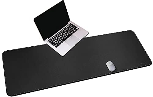 CENNBIE Large Leather Desk Pad Protector, 140x40cm PU Leather Desk Mat Blotters, Desk Blotter Accessories Decor,Laptop Mat for Office/Home (Black)