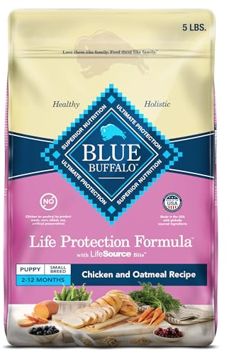 Blue Buffalo Life Protection Formula Small Breed Puppy Dry Dog Food with DHA, Vital Nutrients & Antioxidants, Made with Natural Ingredients, Chicken & Oatmeal Recipe, 5-lb. Bag