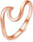 WAVE Ring aus 925 Sterling Silber | Damenring Nickelfrei & Anlaufgeschützt mit Welle | Ringe Minimalistisch Meereswelle Schmal Wellenring (54, Rosegold)