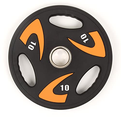Phoenix Fitness Olympic Weight Plate - Rubber Coated Tri Grip Radial Plate for Weight & Strength Training - Great for Barbell & Dumbbell Bars - Ideal for Home, Gym & Studio - Sold as Singles, 10kg