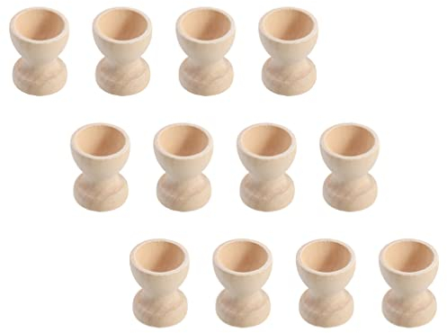 TOYANDONA 12 Pièces Plateau à Oeufs Peint à La Main Casier à Oeufs en Bois Non Fini Support D'oeuf à La Coque Peindre des Coquetiers Mini Coquetiers Œuf Déjeuner Verre à Cocktail Enfant