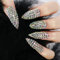3D Rhinestone Art Deco False Nails Acrylic Shiny Diamond Long Almond Gem Gorgeous Sophisticated Party Show Gig Fake Nails 24 pcs/kit