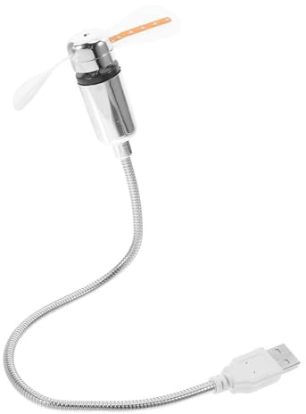 BESPORTBLE Clock Fan Transparent Desk Led Digital Display USB with Time Temperature Real-Time Mini Flexible USB LED Portable Gooseneck Computer Light for Laptop, Office Cooling Message