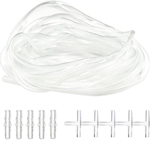 LAMXD Tuyau à oxygène standard souple de 10 m avec 10 connecteurs, 4 x 6 mm transparent pour aquarium