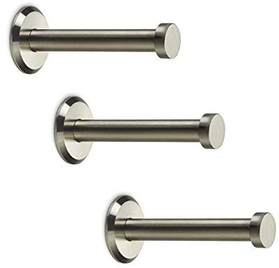 SOTECH 3 Stück Edelstahl Kleiderhaken MEDEA (Ø 10/15 mm, Länge 70 mm) Aufhänger gebürstet, verdeckte Befestigung, inkl. Schrauben und Dübel