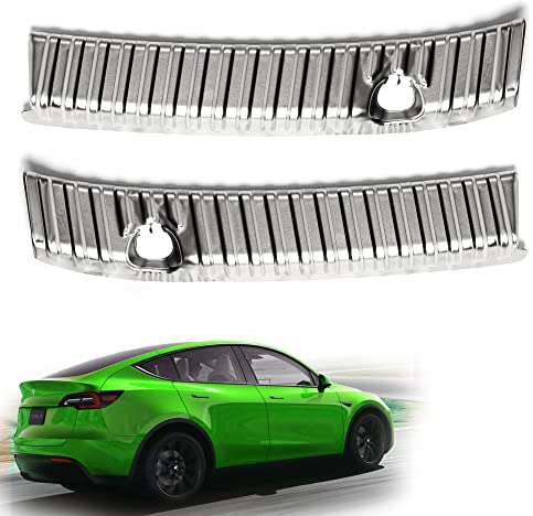 Shop4EV Schutzblende Kofferraum Ladekante Ladekantenschutz Zubehör Edelstahl Set 2-Teilig Kofferraum Schutz Stoßstangenschutz Kompatibel mit Tesla Model Y (Silber)