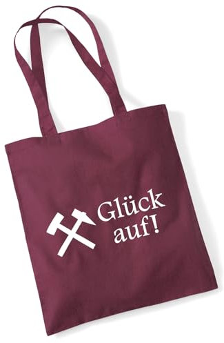 Huuraa Einkaufsbeutel Glück auf! Ruhrpott Geschenk 10 Liter Burgundy Baumwolle Glück auf! Überraschung