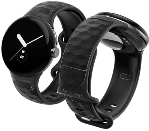 Caseology Parallax Armband für Google Pixel Watch 2/3, Ersatzarmband kompatibel mit Google Pixel Watch 2/3 – Matt Schwarz