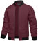 TACVASEN Blouson Homme Veste Aviateur Veste D'Été Veste D'Université Veste de Pilote Veste de Transition Rouge Vin,M